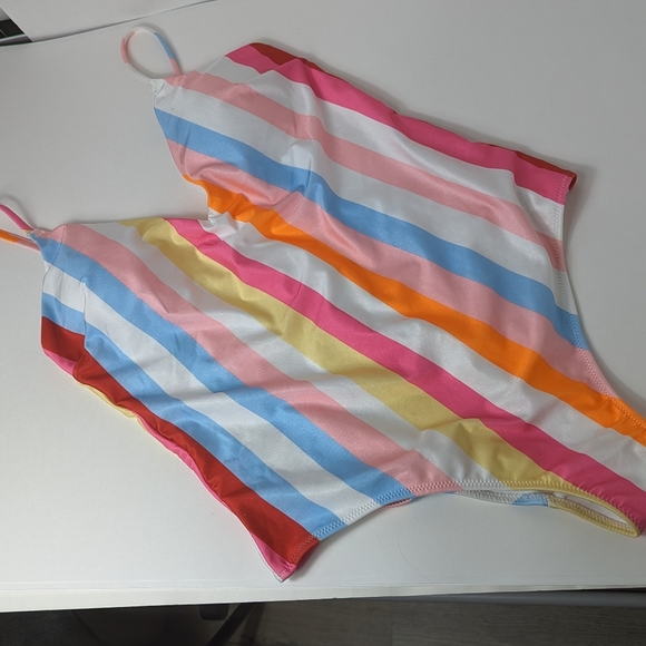 H & M stripe swim suit sz 12 NEW - Picture 2 of 9